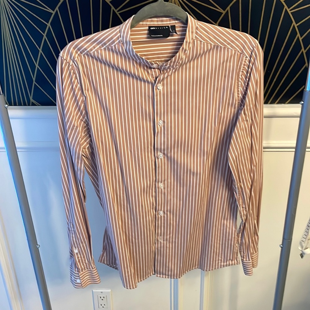 ASOS men’s striped banded collar shirt